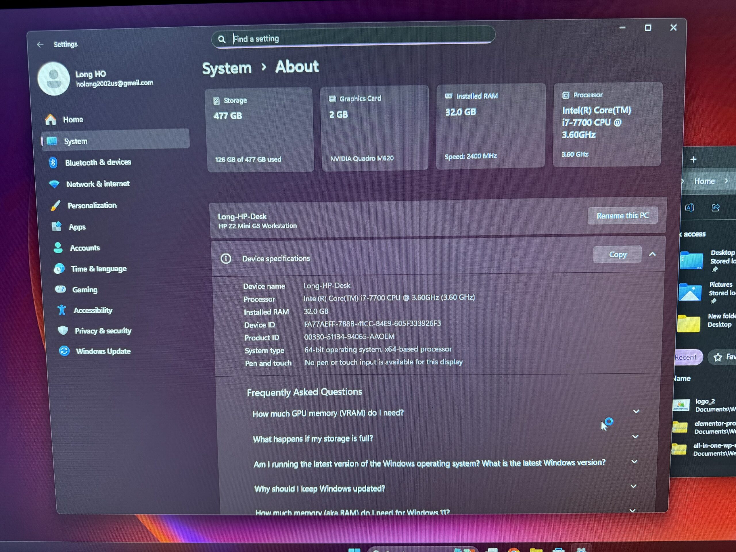 HP Z2 Mini G3 Workstation- Intel i7-7700U, 32GB RAM, 500GB SSD, Win11 (used) - Image 4