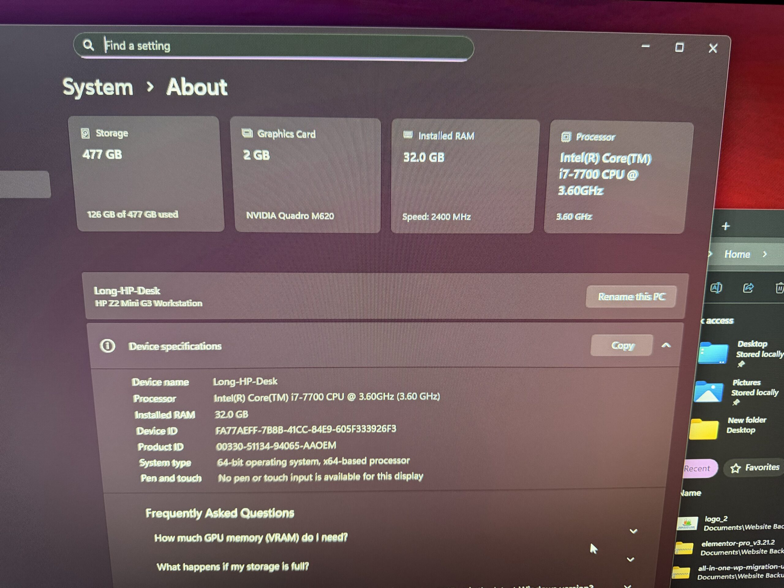 HP Z2 Mini G3 Workstation- Intel i7-7700U, 32GB RAM, 500GB SSD, Win11 (used) - Image 5