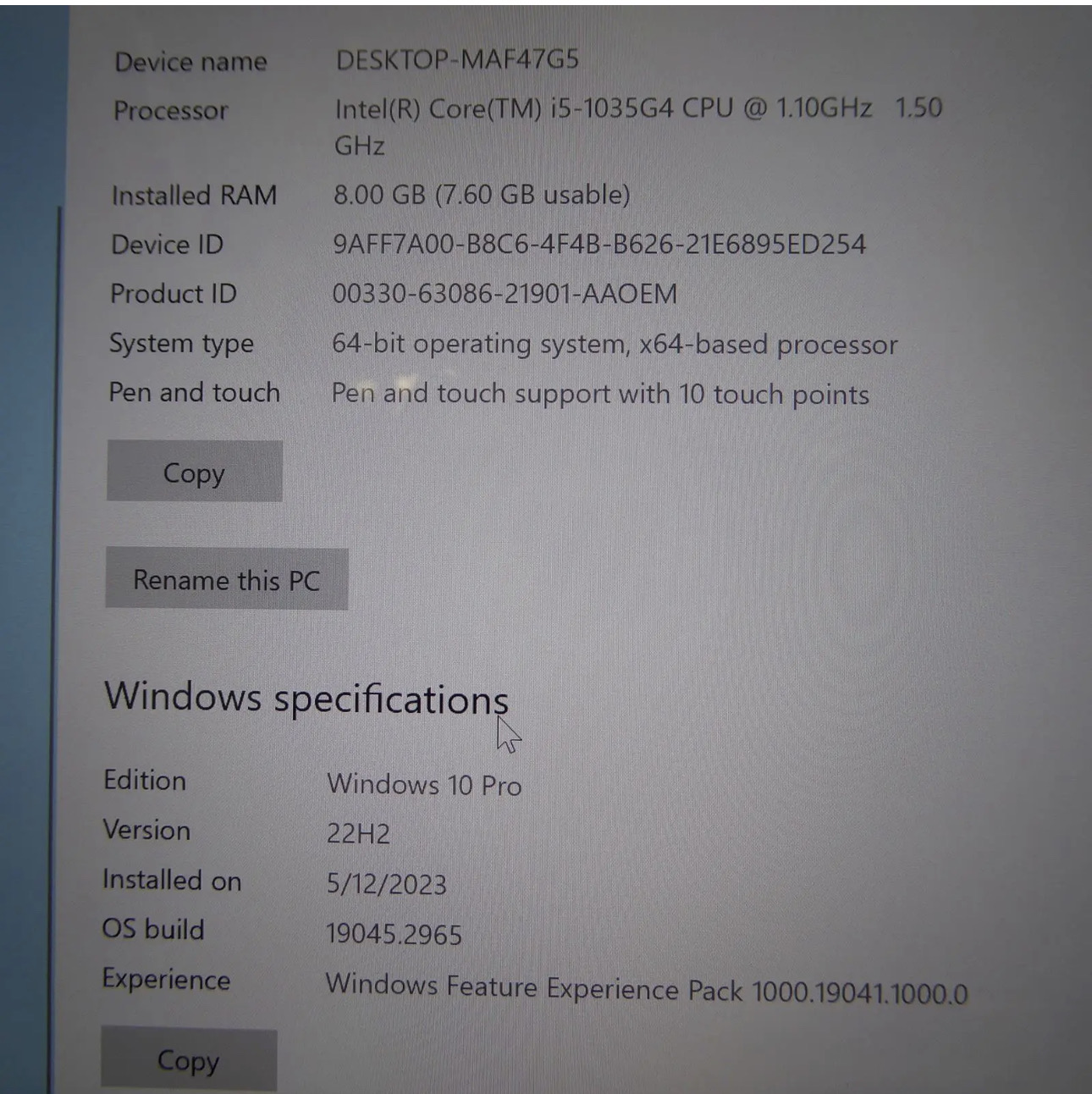 MICROSOFT SURFACE PRO 7 1866 Intel Core i5-1035G4 1.1GHZ 256GB SSD 8GB SEE DESCR - Image 2