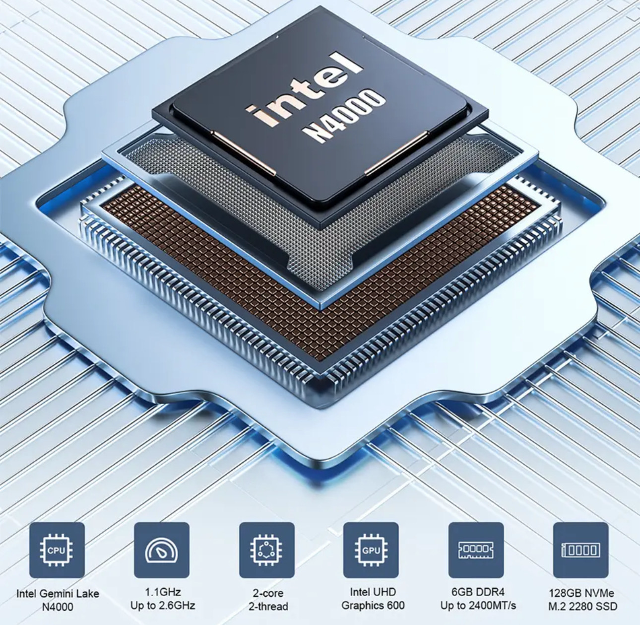 MLLSE Mini PC M2 Air Intel Gemini Lake N4000 Windows 11 6GB RAM 128GB - Image 4