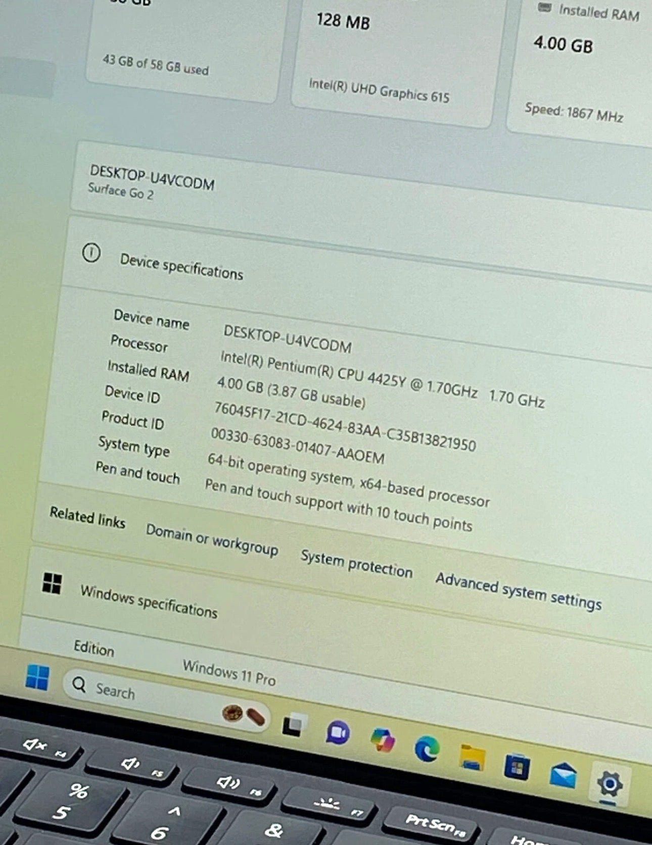 Microsoft Surface Go 2 10.5-inch Intel Pentium Gold 4GB RAM 64GB SSD (Used) - Image 3